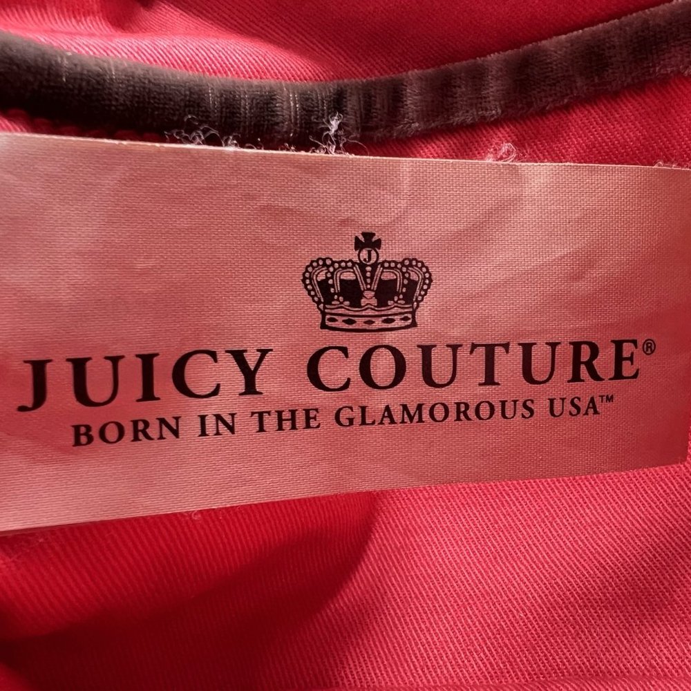 Juicy Couture Brown Velvet‎ Bow Chain Strap Crossbody Purse Top Zip 8" Wide - Picture 10 of 13